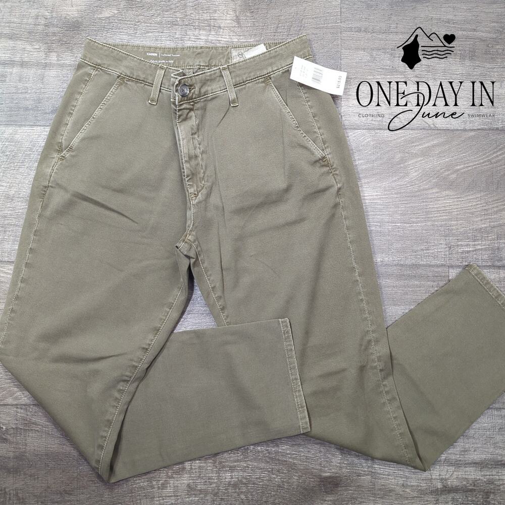 AG Adriano Goldschmied The Caden Tailored Trouser Pants Olive Green NWT Size 4